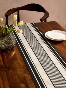 1pc Retro Minimalist Style, Traditional Pattern, Striped Geometric Table Runner, Rectangular Single-Sided Printed Table Decor Flag, Suitable For Daily Restaurant Kitchen Dining Table, Shoe Cabinet, Storage Cabinet Covers, Indoor & Outdoor Parties, Gift For Family