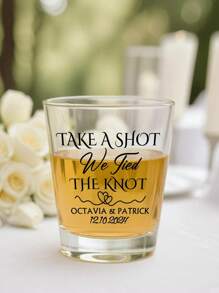 1/2pcs Custom Wedding Shot Glasses, Custom Tumbler Glass, Custom 45mL Glasses, Custom Glassware, Personalized Shot Glasses, Custom Gift, Personalized Glassware, Personalized Tumbler, Unique Wedding Favors For Guests, Bulk Wedding Party, Take A Shot We Tied The Knot, Gift For Wedding, Ideal For Anniversaries, Wedding