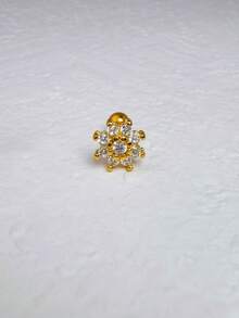 1 件可叠戴软骨耳环，适合女士，14K 镀金时尚闪亮迷你圆形方晶锆石耳钉，适合前耳轮耳屏耳甲穿孔首饰，适合女士 - Gold-6# - 查看 2