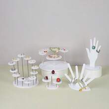 Acrylic Ring Display Stand, Multi-Type Ceramic White Jewelry Organizer Holder For Rings, Tabletop Display - Multicolor - View 3