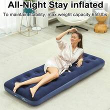 A Portable Foldable Inflatable Bed, Air Mattress, Camping Sleeping Pad With Pump, Suitable For Camping And Home Use - 藏青色24孔充氣床 - 查看 4