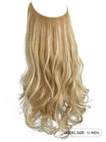 隐形钢丝接发,脏金色带深色发根,自然波浪卷发片,女士合成接发,12/14/16/18/20/22/24英寸,金色,无需夹子 - 亞麻金 - 查看 3