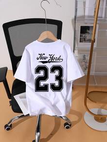 日系纯棉宽松休闲圆领卡通英文字母印花短袖T恤春夏 - 淺灰色 - 查看 2