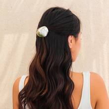 1 件优雅金色金属简约发带银色金属法式弹簧发夹合金时尚发饰按扣侧滑适合小马头发女士，学校用品 - 金屬彈簧夾 - 查看 4