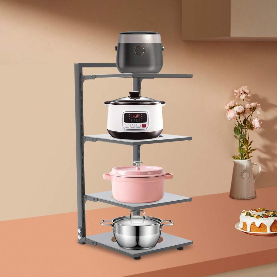 ZhdnBhnos 4 Tiers Kitchen Pot Holder Pan Organizer Shelf Rack Pots And Pans Organizer For Cabinet - White - View 1