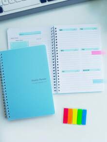 week plan 1pc 52-Week Undated Weekly Planner,+Color-Coded Tab Stickers,A5 Daily Planner Notebook With Weekly Task List,Habit Tracker,Meal Planner & Daily Breakdown,Designed To Balance School, Work & Wellness,Back To School Supplies - Multicolor - View 7