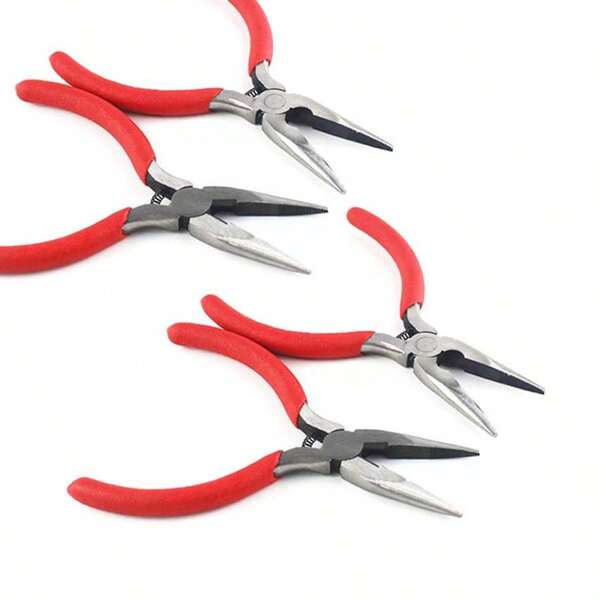 1 pièce Mini pince rouge faite à la main, pince à bec coudé dentelée pour la fabrication de bijoux et l'artisanat