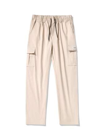 Men's Casual Cargo Pants, New Loose Wide Leg Trousers, Fashionable Straight Fit Full Length Pants, Versatile For Spring And Autumn