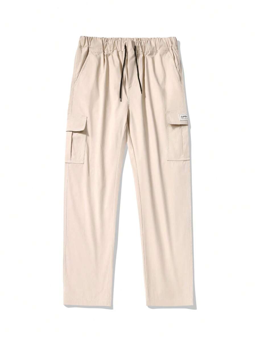 Men's Casual Cargo Pants, New Loose Wide Leg Trousers, Fashionable Straight Fit Full Length Pants, Versatile For Spring And Autumn