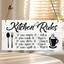 1 Pieza, Tablón de madera con Reglas de Cocina, Citas inspiradoras divertidas en lienzo para colgar en la pared, Decoración de habitación, Decoración de escena, Decoración de cocina, Decoración de pared inspiradora para el hogar, la cocina, la sala de estar u oficina - El regalo perfecto para ella o él