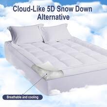Thick Mattress Topper Queen, Pillow Top Mattress Topper Overfilled 900 GSM Down Alternative , Cotton Super Soft Quilted Cooling Mattress Pad 8-24" Deep Pocket - White - View 4