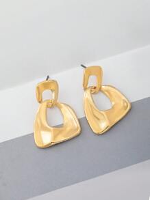 1 Pair Minimalist Vintage Geometric Asymmetrical Trapezoid Exaggerated Earrings, Elegant And High-End Design Suitable For Daily Wear For Women