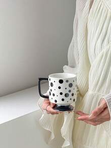 1 pieza Taza geométrica en blanco y negro, copa, taza de leche, taza de café