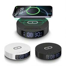 Cargador inalámbrico multifuncional con reloj despertador, estación de carga rápida de 15W compatible con iPhone y , base de carga de escritorio adecuada para oficina, dormitorio y hogar - Multicolor - Ver 1