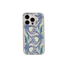 HANCAI 1 件蓝色鸢尾花图案简约图形印花防摔手机壳，适用于 11/12/13/14/15/16/16 Pro/16 Pro Max 系列