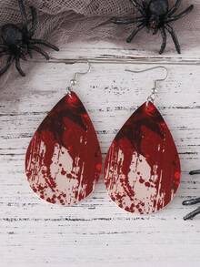 哥特式恐怖血手印、南瓜、黑猫水滴形女士耳环，复古 PU 皮革哥特式双面耳环，万圣节派对礼物