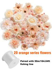 1pc Monochrome Series Floating Artificial Flowers Curtain, Creative Photography Prop, Indoor Outdoor Floral Decor, Plastic Fake Flower Petals Waterfall, Romantic Wedding Backdrop, 3-10cm Random Size, Decoration Material Pack