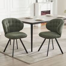 Chairus Kitchen Dining Chairs Set Of 2 Upholstered Side Chair In Chenille Fabric Comfortable Dining Room Chairs With Metal Legs - Green - View 1