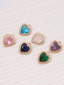 1 pieza/4 piezas/6 piezas Colgante con borde en forma de corazón y circonita, Colgante con dije colorido para pulsera DIY, collar, decoración de joyería