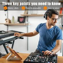 Black Double - Tube X - Shaped Electronic Keyboard Stand and Bench Set