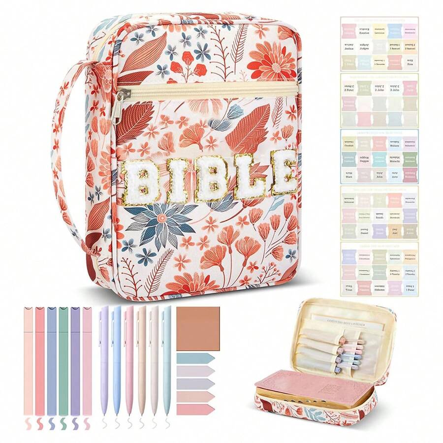 1 Piece Book Dustproof Storage Bag Portable High Appearance Handbag Zipper Book Organizer Pouch Book Dust Bag, Portable Book Pouch, Zipper Book Bag, High Aesthetic Storage Bag, Book Organizer Handbag, Dustproof Storage Pouch, Travel Book Bag, Student Book Bag, Cute Book Storage, Minimalist Book Pouch Book Storage, Dustproof Bag, Portable Handbag, Zipper Pouch, Book Organizer Suitable For Daily Wear, Valentine's Day Gift, Holiday Gift, School Use, Perfect Gift For Lover, Friend, Classmate, Fashionable Elegant Cute Unique Niche - 白色花卉 - 查看 1