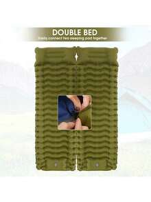 Colchoneta Inflable para Exterior Nuevo Modelo, Individual, con Pie para Inflar, Antihúmeda, TPU y Nailon, Puede Empalmar, Colchoneta Gruesa para Dormir al Aire Libre - Verde militar - Ver 5