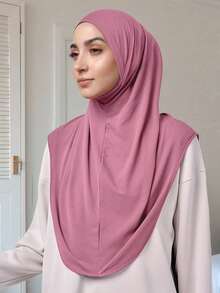 1pc Women's Instant Hijab, Convenient Chin Cover Hijab, Solid Color Fashion Hijab, Suitable For Ramadan And Daily Wear For Dress - Chin-covered Turban Hat - View 18