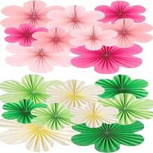 Birthday Party Decor Paper Flowers, Paper Wall Decor Flowers, Party Backdrop Paper Fan Hanging Paper Flowers - Multicolor - View 30