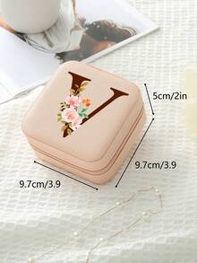 1pc Travel Jewelry Box,Monogram Gift Boxes,Bridesmaids Gifts Jewelry Case,Personalized Floral Jewelry Case,Travel Jewelry Box Wedding,Jewelry Box Necklace,Jewelry Box Earrings,Jewelry Box Mini,Travel Essentials Travel Accessories Travel Bag For Vacation Holiday Back To School School Stuff Jewellery Box Jewelry Organizer - Multicolor - View 13