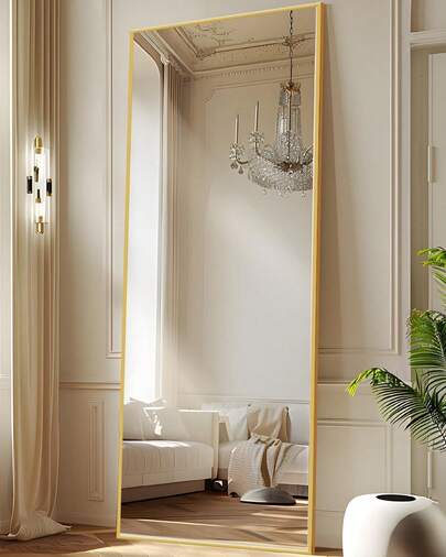 Antok Full Length Mirror, 58"X18" Floor Mirror, Floor Standing Freestanding Full Body Mirror With Stand For Bedroom, Hanging Mounted For Living Room Cloakroom