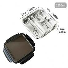 1个带盖多格304不锈钢午餐盒，可爱图案，便携大容量，可存放水果沙拉等食物，带2/3个隔层，密封防漏，保温隔热，适合学生和成人居家、学校、宿舍、办公室、户外露营、野餐、旅行、返校等场合使用。