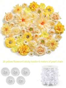 1pc Monochrome Series Floating Artificial Flowers Curtain, Creative Photography Prop, Indoor Outdoor Floral Decor, Plastic Fake Flower Petals Waterfall, Romantic Wedding Backdrop, 3-10cm Random Size, Decoration Material Pack