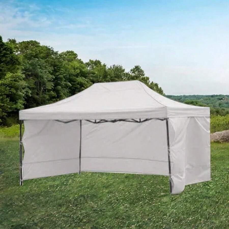 Carpa toldo plegable con paredes tamaño 3x45 metros lona impermeable resistente para exteriores protección contra sol y lluvia fácil instalación desmontable portátil ideal eventos jardín terraza camping fiestas reuniones uso comercial multifuncional durable accesorios toldos - Blanco - Ver 1