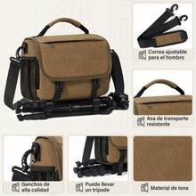 Bolsa para Cámara DSLR/SLR/Mirrorless Mochila para Cámara Fotografica Estuche Cámara con Soporte para Trípode Impermeable Protección Integral Canon Nikon  Pentax SLR - Marrón - Ver 7