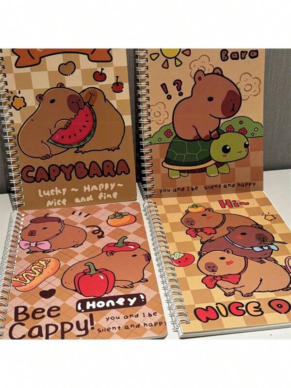 4pcs/2pcs/1pc Options, Capybara Series A5 Spiral Notebook, Capybara Thicker Notebook, Campus Student Exercise Book, Mini Dolphin Portable Memo Pad, Suitable For Back To School Season Gifts, Perfect Gifts For Students (Random Style), 1pc Sent
