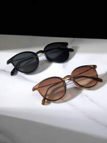 2pcs Small Square Fashion Glasses, Unisex Classic Retro Fashion Glasses For Driving Traveling, Stylish Decorative Fashion Glasses For Men & Women For Summer Beach Vacation,Outdoor,Travel