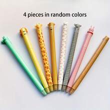 8 支可爱动物形状可旋转可擦圆珠笔，书写流畅，墨水可擦除，适合学生用于考试、标记和记笔记的学校用品，返校