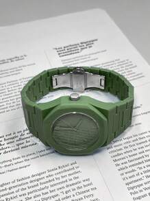 TOMI TOMI Dry Battery Watch Box Classic Men's Watch With Plastic Particle Strap, Business-Style Matte Oil Quartz Watch, Fashion Men's Watch Set Suitable For Everyday Life & Holiday Gifts