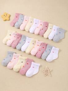 10 đôi tất ren xếp ly dễ thương cho bé gái, màu ngẫu nhiên, họa tiết trái cây, tất dài đến bắp chân mềm mại, thoải mái, phù hợp cho bé gái từ 0-3 tuổi. - Nhiều màu - Xem 4