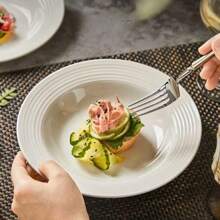 1 pieza/2 piezas Plato de postre cerámico de 8.7", Plato cerámico con forma de anillo anual para aperitivos/ensalada, se puede usar para aperitivos, frutas, pasteles, merienda, plato cerámico de regalo