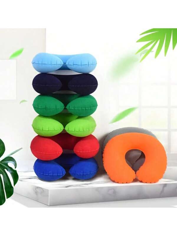 1 pieza Almohada hinchable de PVC, Almohada inflable en forma de U, Adecuado para viajes al aire libre