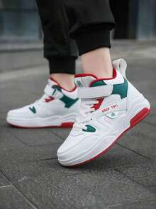 Teenagers Classic Low-Top Leather Sneakers, Spring & Autumn, Simple & Fashionable, Lace-Up, Athletic, Versatile Casual Skateboard Shoes