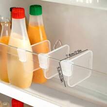 10pcs Refrigerator Organizers - Customizable Kitchen Storage Space Management, Durable Transparent Fridge Side Door Shelf Dividers