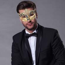 JEWELRYWE Vintage Men's Women's Masquerade Mask, Ancient Roman Venetian Mask, Face Decoration, Suitable For Halloween/Cosplay/Stage Performance/Wedding Styling Accessories/Carnival/Theme Party - Màu xanh lam - Xem 6