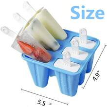 Moldes para paletas de 6 piezas de silicona para paletas de hielo, modelos de paletas reutilizables fáciles de soltar, color azul oscuro - Azuloscuro - Ver 4