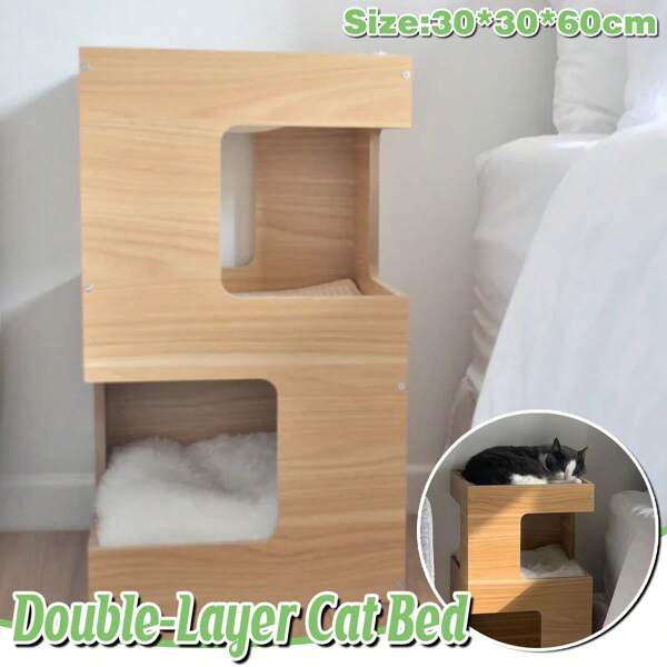 Double Layer Cat Climbing Shelf Multi-Level Cat Hutch Pet Furniture For Cats