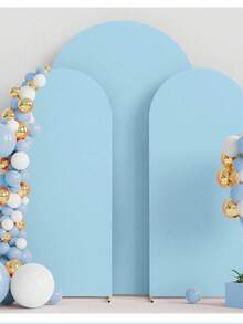 One Light Blue Arched Backdrop Cloth And Arched Cover, With Double-Sided Stretch Fabric Arched Background, Sized 65*150 Cm / 80*180 Cm / 100*200 Cm / 120*220 Cm. It Is Perfectly Suitable For Festival Decorations Such As Wedding And Birthday Party Arch Decorations, Graduation Ceremonies, Mother's Day, Halloween, Christmas, And Banquet Decorations (The Arch Is Not Included, Only The Cloth Backdrop Is Included). - Blue - View 8