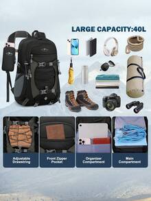 NEWHEY Hiking Backpack Men Women 40L Backpack Waterproof Large Travel Backpack Easily Foldable Trekking Backpack With Detachable Phone Pocket For Mountaineering Hiking Climbing Cycling Camping Travel - Multicolor - View 5