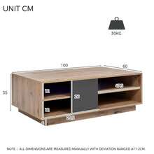 Wooden Living Room Table / Original Wooden-Style Coffee Table / Living Room Tables / LED Lighting (With Remote Control) To Enhance The Ambience / Two-Tone Design, Stylish And Durable / Suitable For Living Rooms, Bedrooms, And Reception Areas - 棕色 - 查看 7