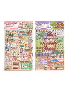 DIY 3D House Stickers, Fun DIY Stickers Scene, DIY Stickers Scene Make Your Own Favorite Cabin, For Pass The Time, Perfect For Winter, New Year